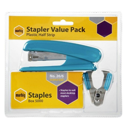 MARBIG STAPLER VALUE PACK 26/6 20 Sheet Capacity Assorted