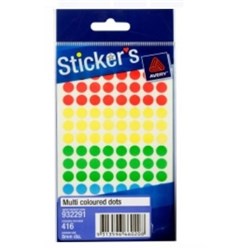 Avery Sticker Handipacks Dots 8mm Multi Colour B Pack