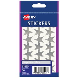 Avery Sticker Handipacks Large Silver Stars B Pack