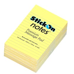 BEAUTONE STICKON NOTES Ruled 102x152 100shts Yellow