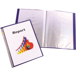 Bantex Insert Display Book A4 20 Fixed Pockets Navy