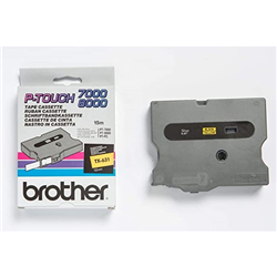 Brother TX-631 PTouch Tape Cassette 12mmx15m Black on Yellow Tape