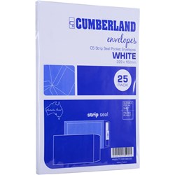 Cumberland Plain Envelope Pocket C5 Strip Seal White Pack of 25