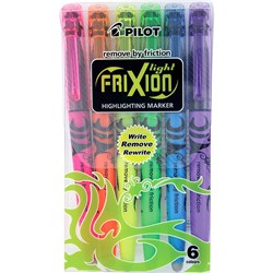 Pilot Frixion Highlighter Light Erasable Assorted Colour Wallet of 6