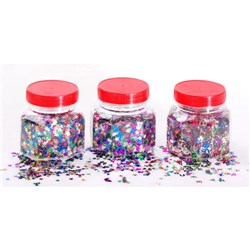 Jasart Glitter Scatters 100gm  Jar Shapes Assorted Colours