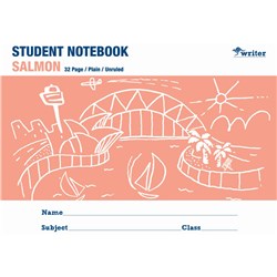 Writer Student Notebook 175x240mm Plain 32 Pages Salmon
