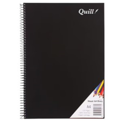 QUILL PRESENT VISUAL ART DIARY Presentation A4 90pg Blk Paper