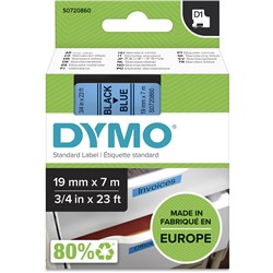 Dymo D1 Label Cassette Tape 19mm x 7m Black On Blue 