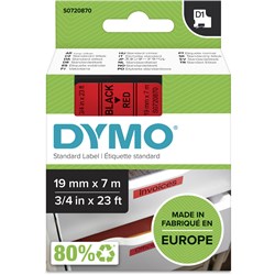 Dymo D1 Label Cassette Tape 19mm x 7m Black On Red 