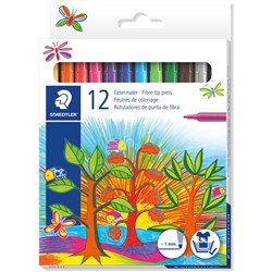 Staedtler Noris Fibre Tipped Pens Assorted Wallet Of 12 