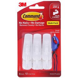Command 17002VP-6 Hooks Small Value Pack White Pack Of 6 