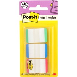 Post-It 686L-GBR Durable Tabs 25x38mm White With Red Blue Green Pack of 66