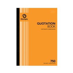 Olympic 750 Carbonless Book Duplicate A4 297x210mm Quotation 50 Leaf