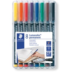 Staedtler 318 Lumocolor Pen Permanent Fine 0.6mm  Wallet of 8 Assorted