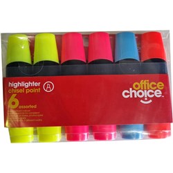 Office Choice Highlighters Chisel 1-5mm Assorted Colours Pack Of 6