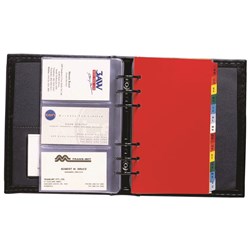 Debden Business Card Binder 148x190mm 6 Ring With Tabs Black