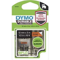 DYMO D1 Durable Industrial Tape Labels 12mm x 3m Black On Orange