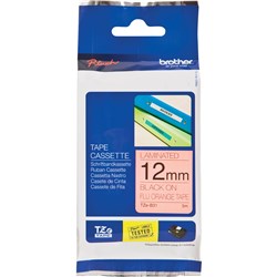 Brother TZE-B31 P-Touch Tape 12mmx5m Black on Fluoro Orange