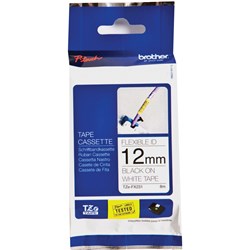 Brother TZE-FX231 P-Touch Tape 12mmx8m Black on White Flexible ID Labelling