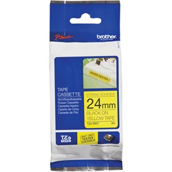 Brother TZE-S651 P-Touch Tape 24mmx8m Black on Yellow Strong Adhesive