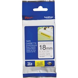 Brother TZE-S241 P-Touch Tape 18mmx8m Black on White Strong Adhesive