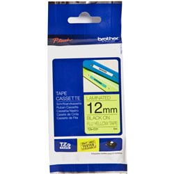 Brother TZE-C31 P-Touch Tape 12mmx5m Black on Fluoro Yellow