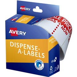 Avery Removable Dispenser Labels 44x63mm Sale Was/Now Red on White Pack of 400