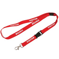 Rexel Pre-Printed ID Lanyards Visitor Red Pack Of 5