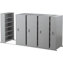Ezi-Slide Aisle Saver Unit 4500L x 1200W x 400D x 2175mmH 5 Shelves 8 Bay Silver Grey