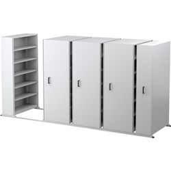 Ezi-Slide Aisle Saver Unit 4500L x 1200W x 400D x 2175mmH 5 Shelves 8 Bay White