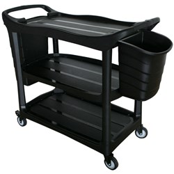 Cleanlink Trolley 3-Tier With Collecting Buckets 120X50X96Cm Grey