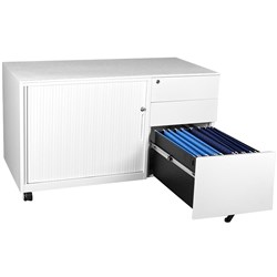 Steelco Trimline Mobile Caddy Right Hand Tambour Door 1050W x 500D x 615mmH White
