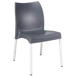 Vita Hospitality Dining Chair Indoor Outdoor Use Stackable Aluminium Leg Anthracite Shell