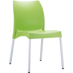 Vita Hospitality Dining Chair Indoor Outdoor Use Stackable Aluminium Legs Green Shell