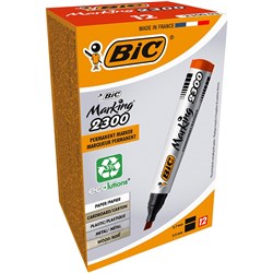 Bic 2300 Marking Permanent Markers Chisel 3.7-5.5mm Red Pack of 12