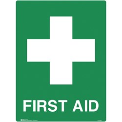 Brady Emergency Sign First Aid 600x450mm Metal