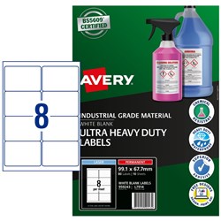 Avery Identification Laser Ultra Resistant White L7914 99.1x67.7mm 8UP 80 Labels