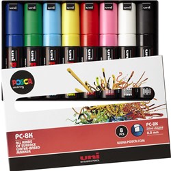 Uni Posca Paint Marker PC-8K  Broad 8mm Chisel Tip  Assorted Pack of 8