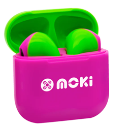 MokiPods Mini TWS Earphones for Kids Volume Limited - Pink Green