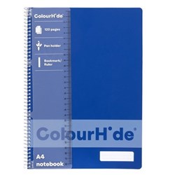 ColourHide Spiral Notebook A4 Side Bound 120 Page Blue