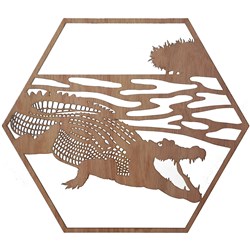 Straya Art Crocodile Hexagon Wall Art - 30cm
