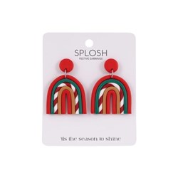 Splosh Christmas Large Candy Cane Rainbow Earrings