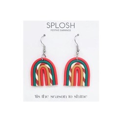 Splosh Christmas Small Candy Cane Rainbow Earrings