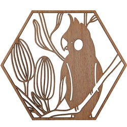 Straya Art Cockatoo Hexagon Wall Art - 30cm