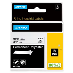 Dymo Rhino Label Perm Polyester 9mm Blk on White