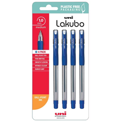 Uni Lakubo Ballpoint Pens 1.0mm Blue 4PC