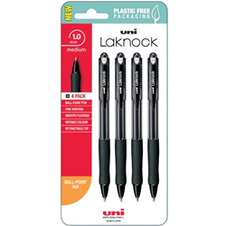 Uni Laknock 1.0mm Fine Pens Black 4PC