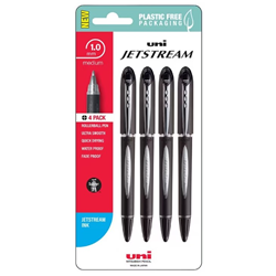 Uni Jetstream Rollerball Pen 1.0mm Black 4 PC