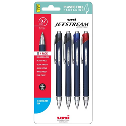 Uni Jetstream Retractable Pen 0.7mm Asstd 4PC