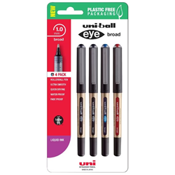 Uni Eye Broad Rollerball Pen 1.0mm Asstd 4PC